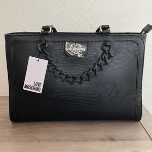 LOVE MOSCHINO Borsa Snake Pu Nero Black Tote Shoulder Bag